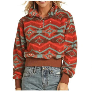 💙 Rock & Roll denim, Aztec Sherpa pullover